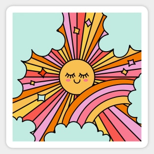 Cute Smiling Sun Retro Groovy 70s Pink Yellow Sticker